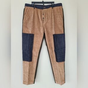🇨🇦 DSQUARED2 Half Corduroy and Half Chino Pants - Fits 40" Waist, Tan/Olive